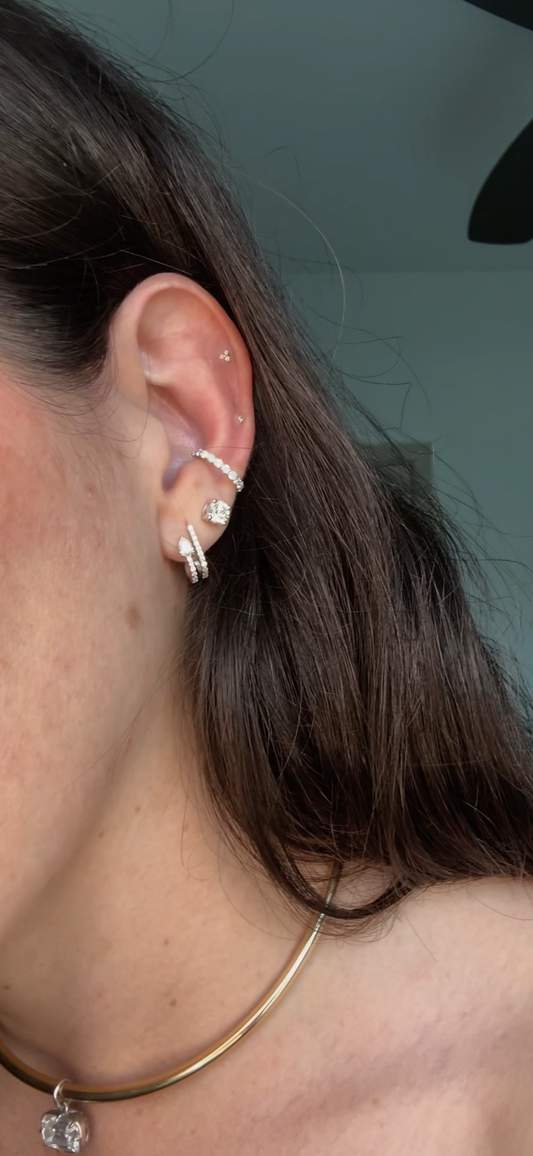 The Double Hoop Pear Earrings