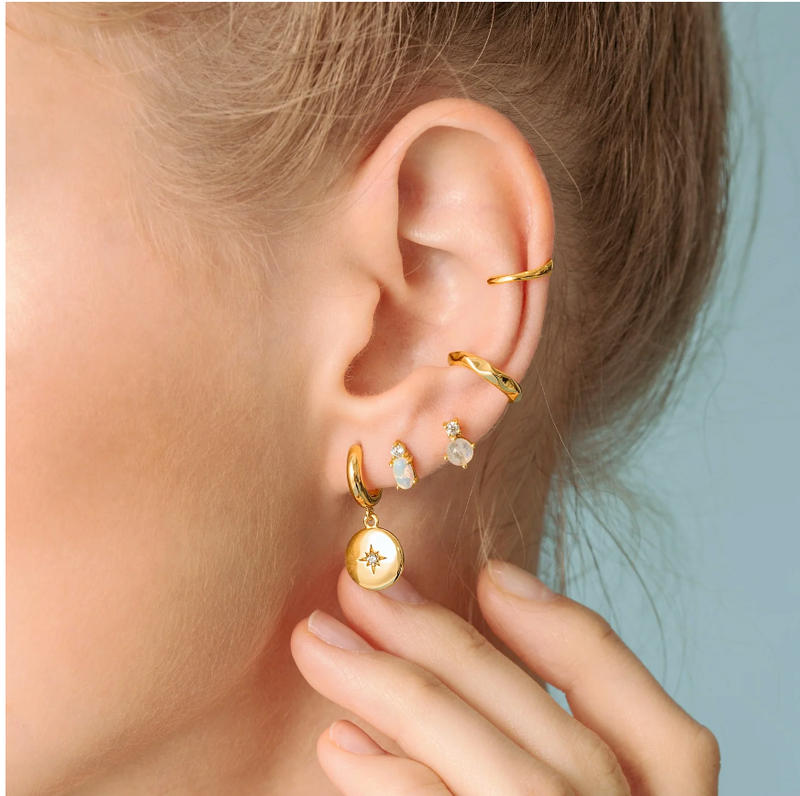 Starburst Disc Hoop Earrings