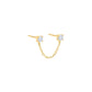 Colored Double Solitaire Chain Stud Earring