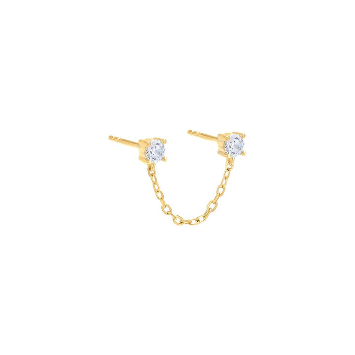 Colored Double Solitaire Chain Stud Earring