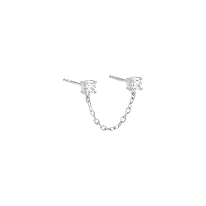Colored Double Solitaire Chain Stud Earring