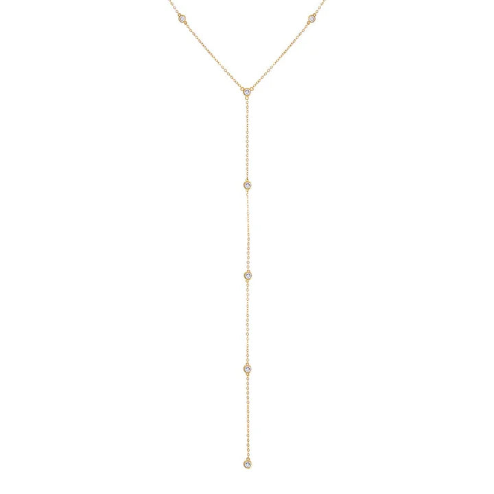 Bezel Station Lariat Necklace