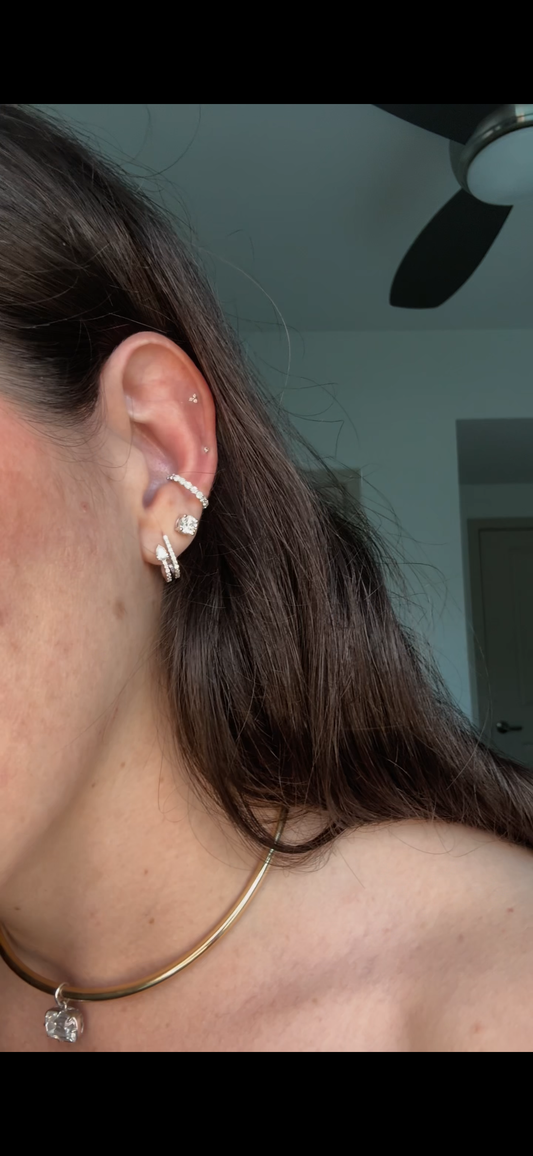 The Double Hoop Pear Earrings