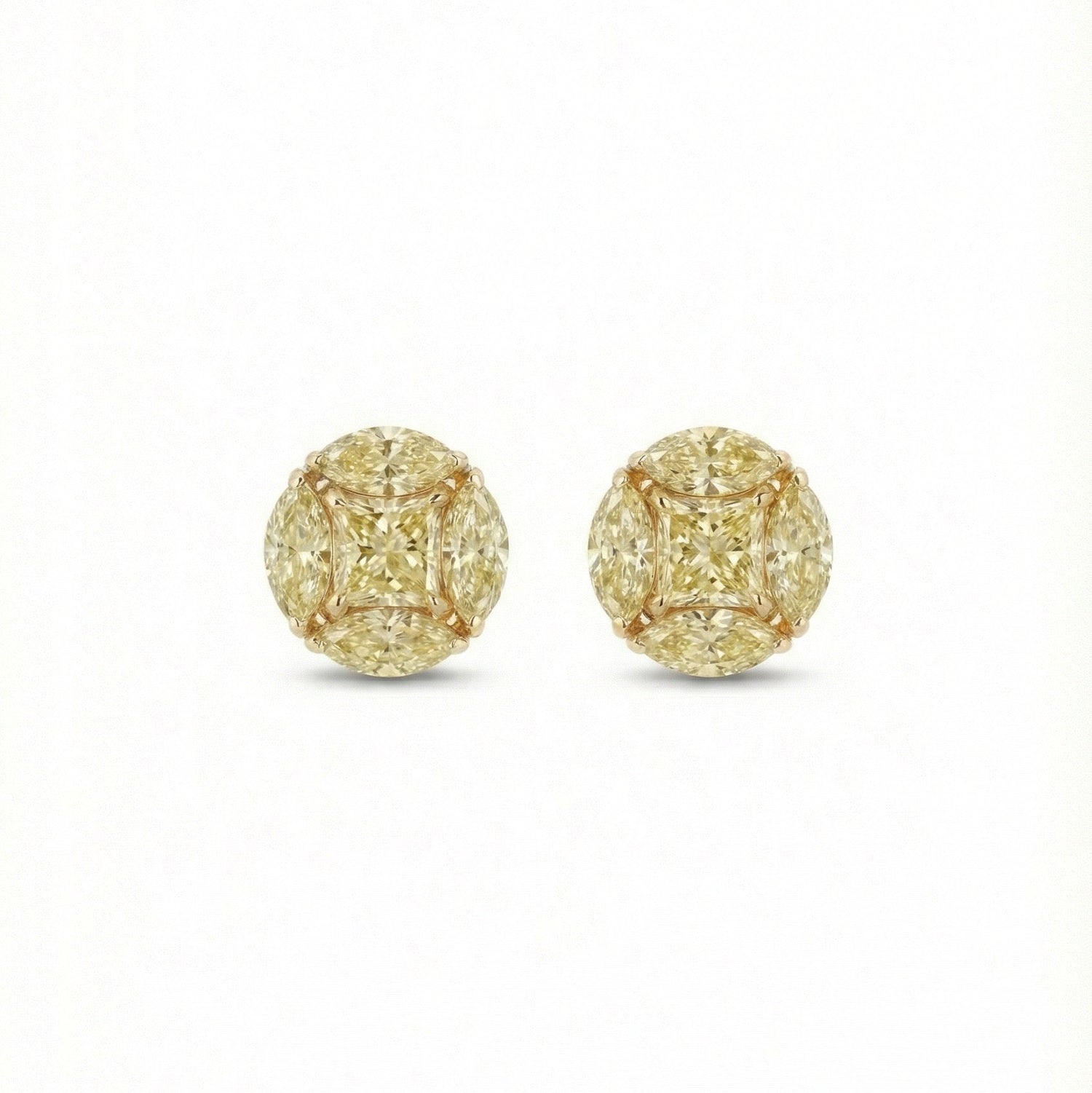 Yellow Diamond Illusion Set Studs