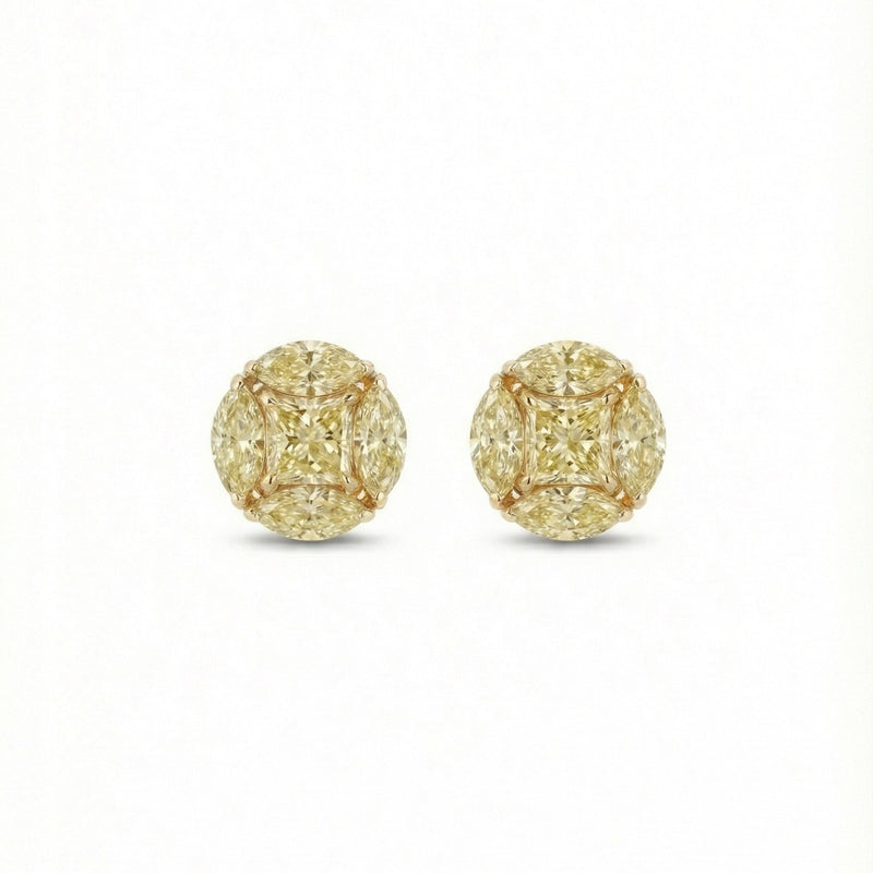 Yellow Diamond Illusion Set Studs