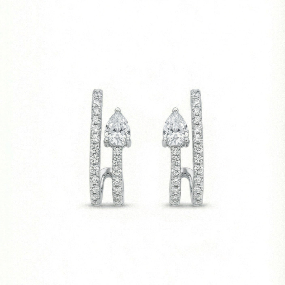 The Double Hoop Pear Earrings