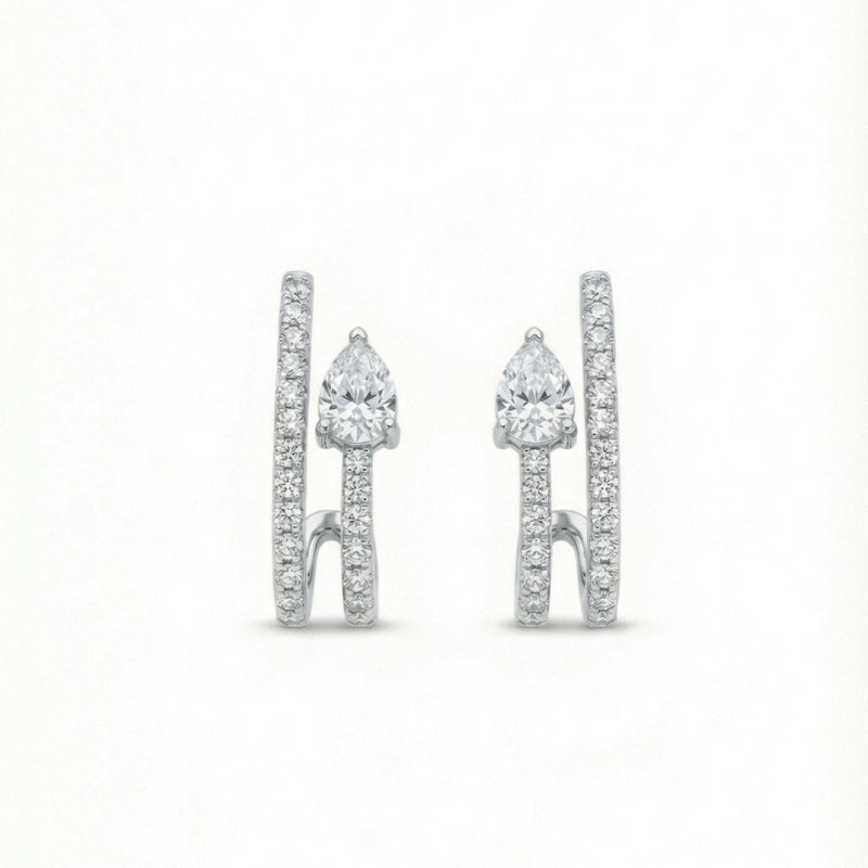 The Double Hoop Pear Earrings