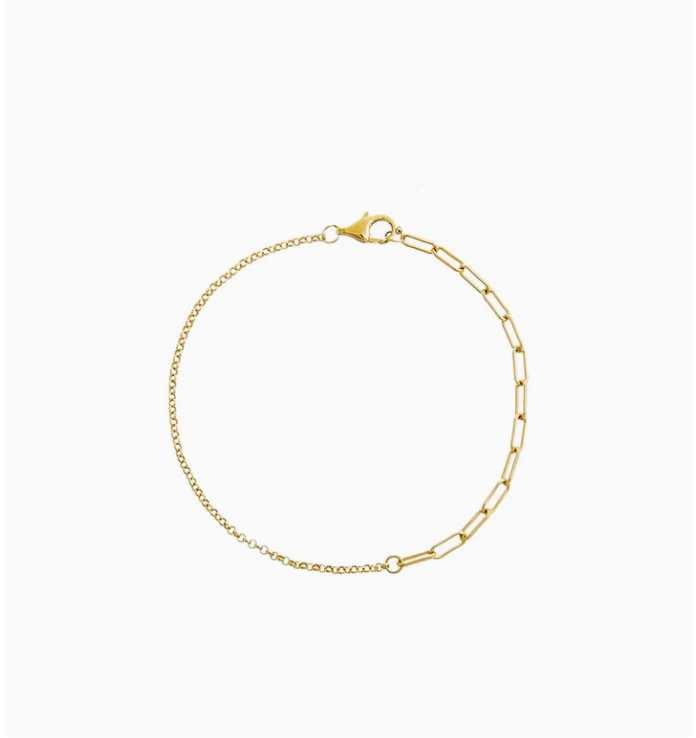 Half Link Half Rolo Chain Bracelet