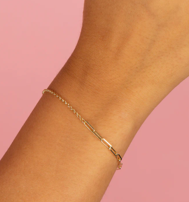 Half Link Half Rolo Chain Bracelet