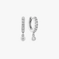 Pave Bezel Drop Huggie Earrings