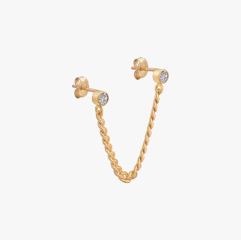 Curb Link Chain Bezel Earring