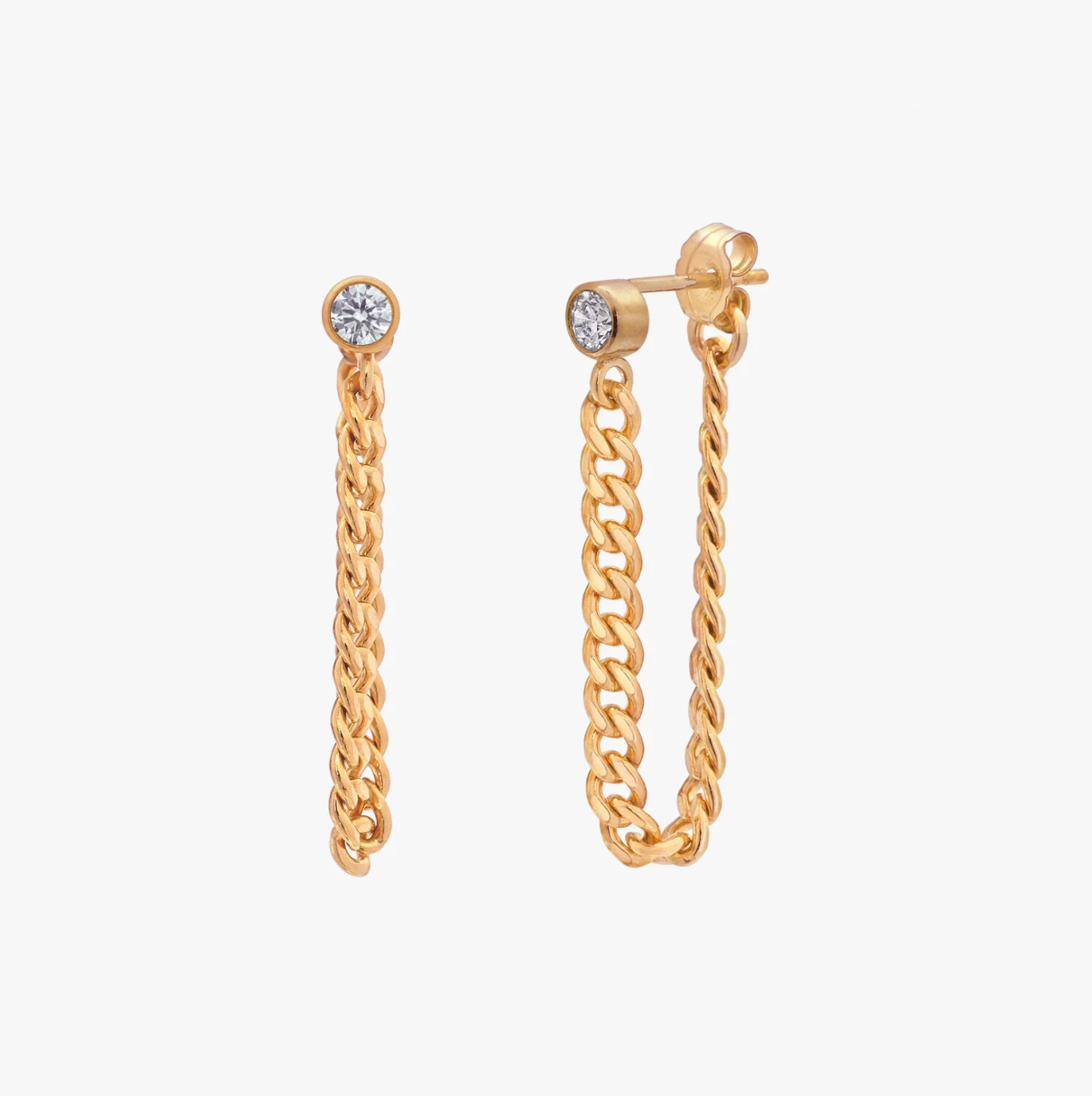 Curb Chain Bezel Earrings