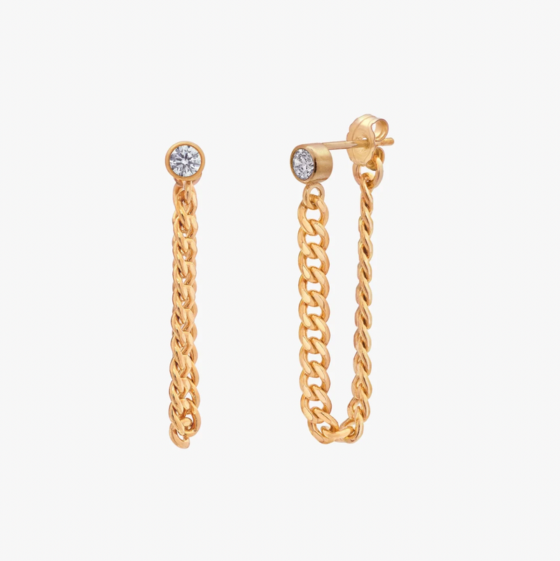 Curb Chain Bezel Earrings