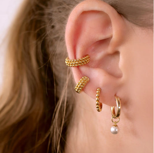 Encrusted Balls Hoop Earrings